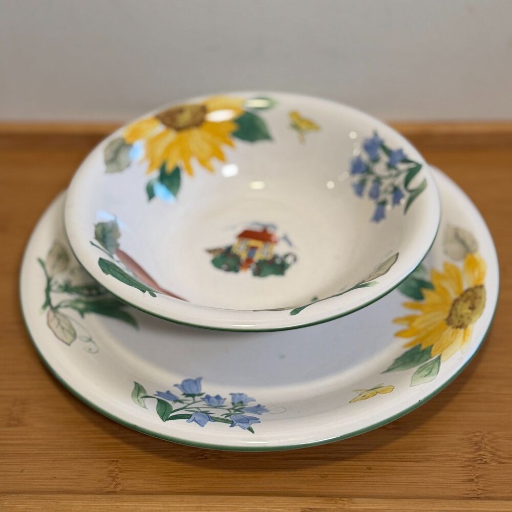 Pfaltzgraff Garden Breeze 2pc Serving Set 12" Platter 9" Vegetable Bowl